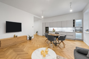 Wohn-Essbereich - Erstbezug in Bestlage | Altbauwohnung mit Flair, Parkett & Designküche im Klinikviertel
