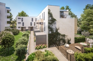 HOFSEITE_Visual - Erstbezug! Neubau-Reihenhaus mit Terrasse, Dachterrasse, Loggien & Garten (auch für Anleger)